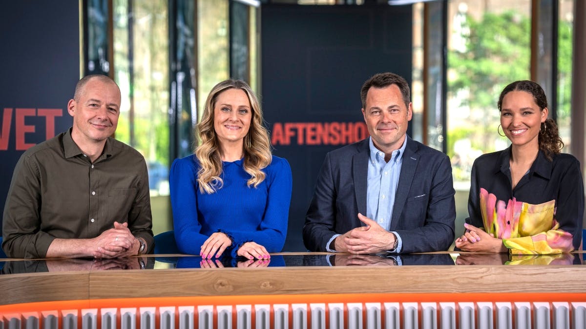 Mark Stokholm, Mette Bluhme Rieck, Kristian Ring-Hansen Holst og Nola Gaardmand i "Aftenshowet"