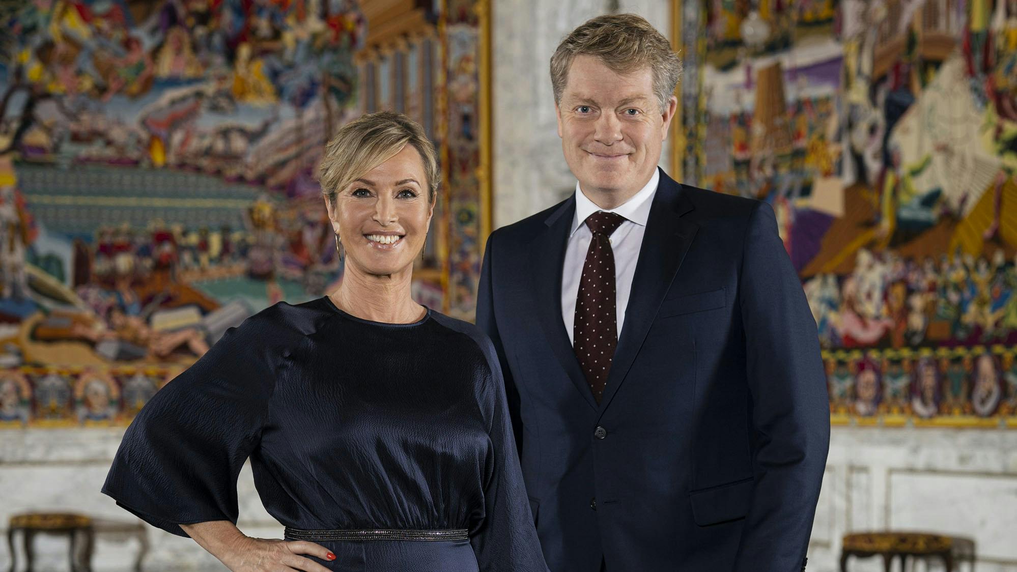 Natasja Crone og Troels Mylenberg transmitterer live på TV 2 den 14. januar 2022 i forbindelse med dronning Margrethes jubilæum.