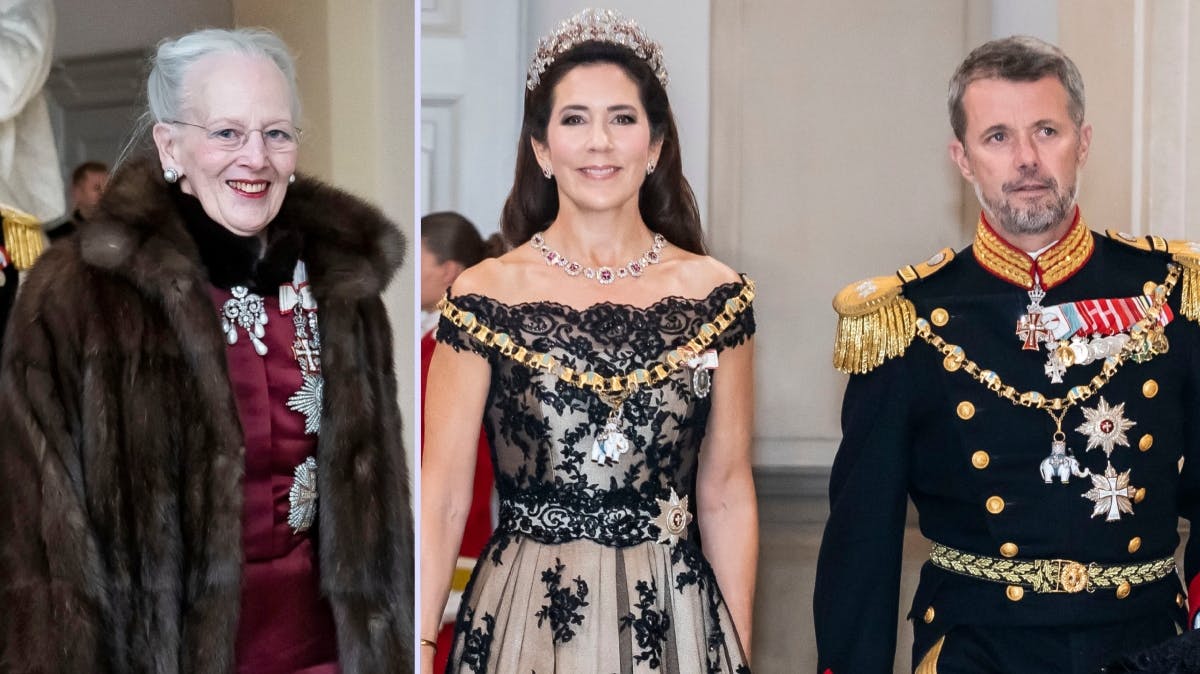 Dronning Margrethe samt kronprinsesse Mary og kronprins Frederik