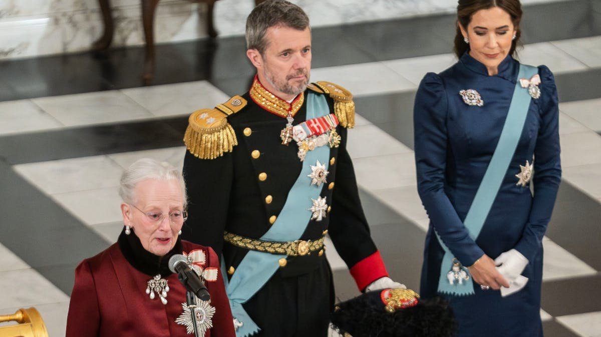 Dronning Margrethe, kronprins Frederik og kronprinsesse Mary
