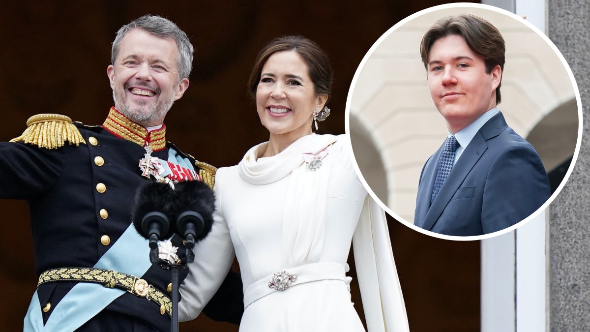 Kong Frederik, dronning Mary og kronprins Christian. 