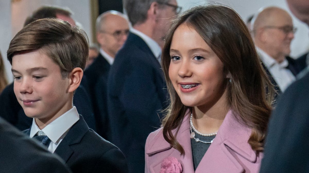 Prins Vincent og prinsesse Josephine i Aarhus Domkirke søndag.