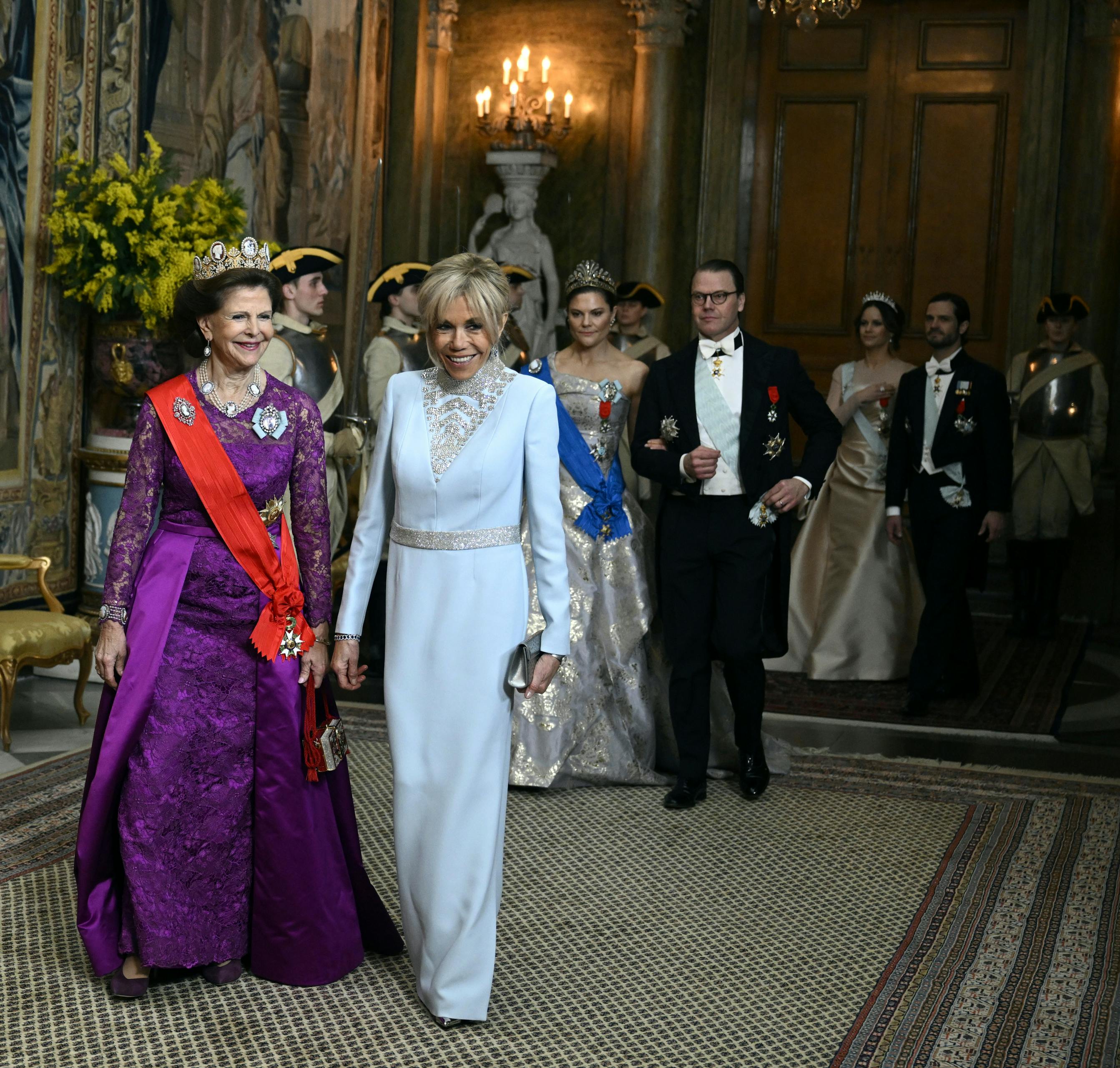 Dronning Silvia og Brigitte Macron. 