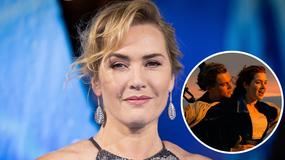 Kate Winslet. Indsat foto fra "Titanic". 