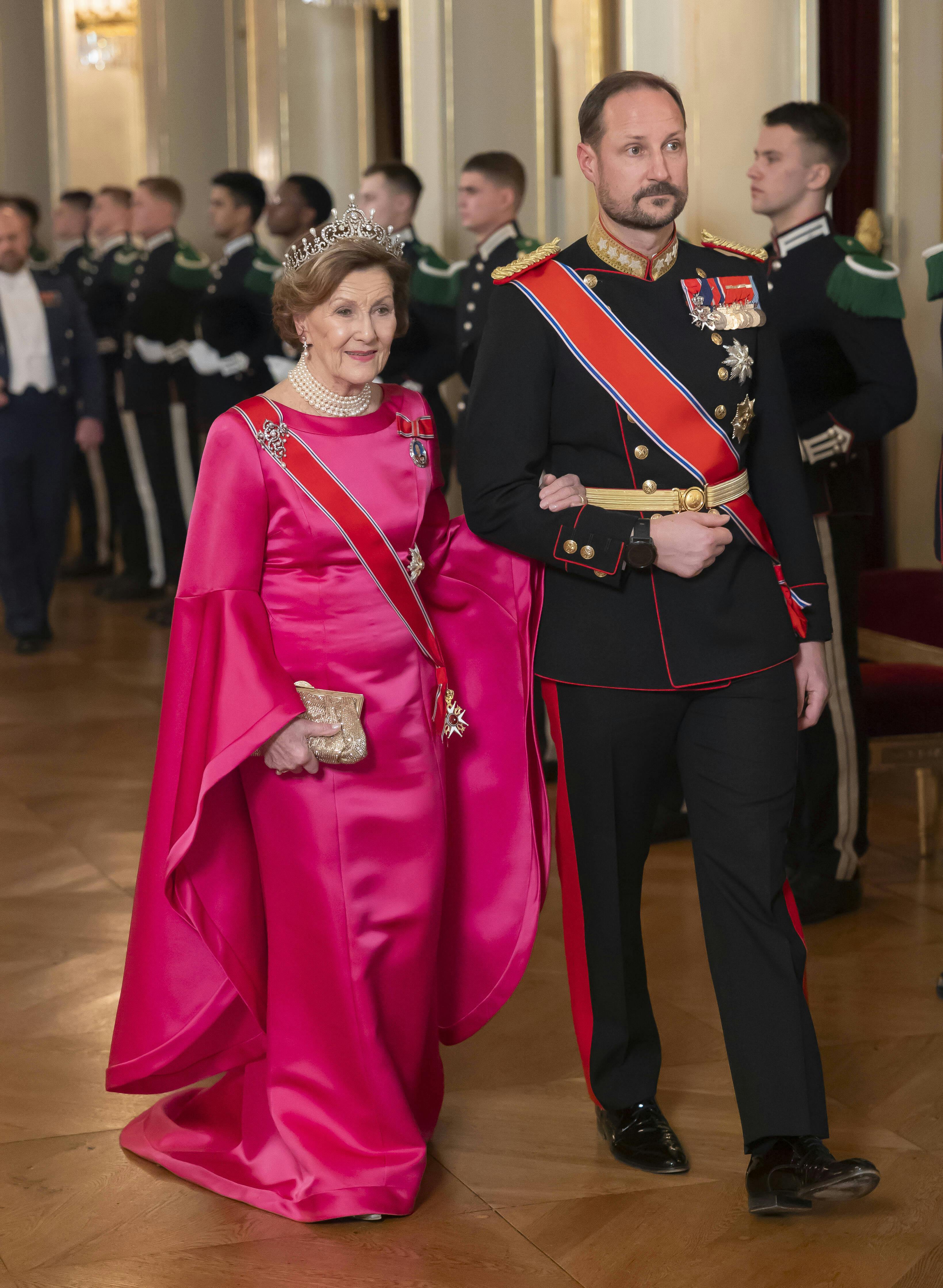 Crown Prince Haakon, Queen Sonja, State Banquet for the tansanian president at the Royal Palace in Oslo, Norway, February 13th, 2024 ( DANA-No: 02498675 )