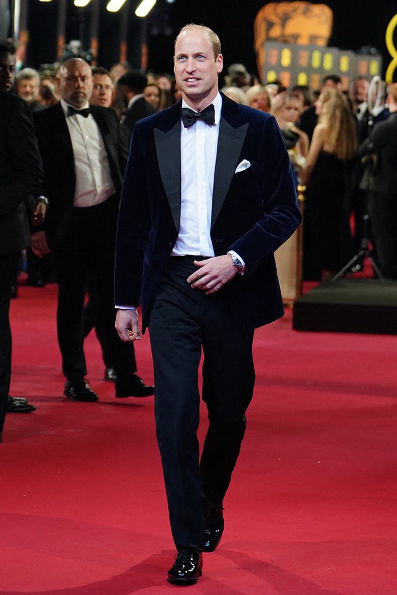 Britain's Prince William, Prince of Wales, president of Bafta, arrives to attend the BAFTA British Academy Film Awards at the Royal Festival Hall, Southbank Centre, in London, on February 18, 2024. (Photo by Jordan Pettitt / POOL / AFP)