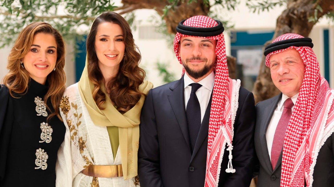Dronning Rania, kronprinsesse Rajwa, kronprins Hussein og kong Abdullah