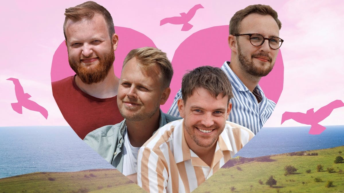 Rasmus, Benjamin, Anders og Tobias i "Kærlighed hvor kragerne vender"&nbsp;