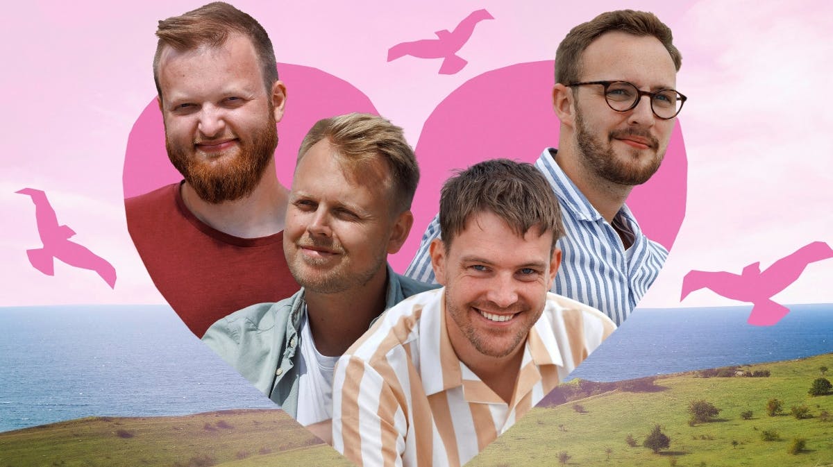 Rasmus, Benjamin, Anders og Tobias i "Kærlighed hvor kragerne vender" 