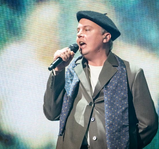 Andreas Odbjerg underholder ved X Factor-finalen 2923 i Arena Randers.