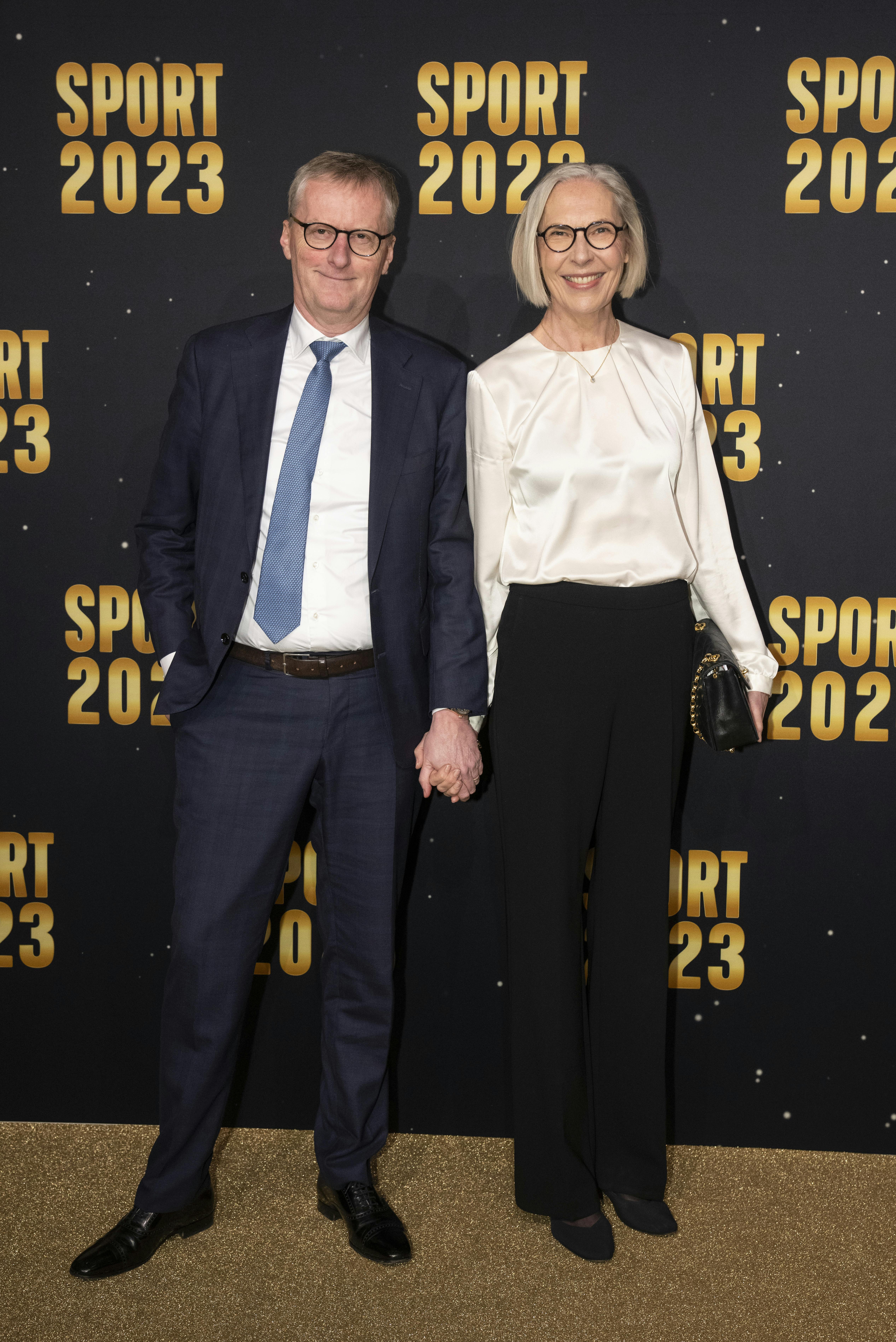 Generaldirektør for DR Maria Rørbye Rønn og Laurits Rønn på den røde løber - Sportens stjerner blive fejret og frivillige blive hyldet ved tv-showet Sport 2023 i Herning lørdag den 6. januar 2024.. (Foto: Bo Amstrup/Ritzau Scanpix)