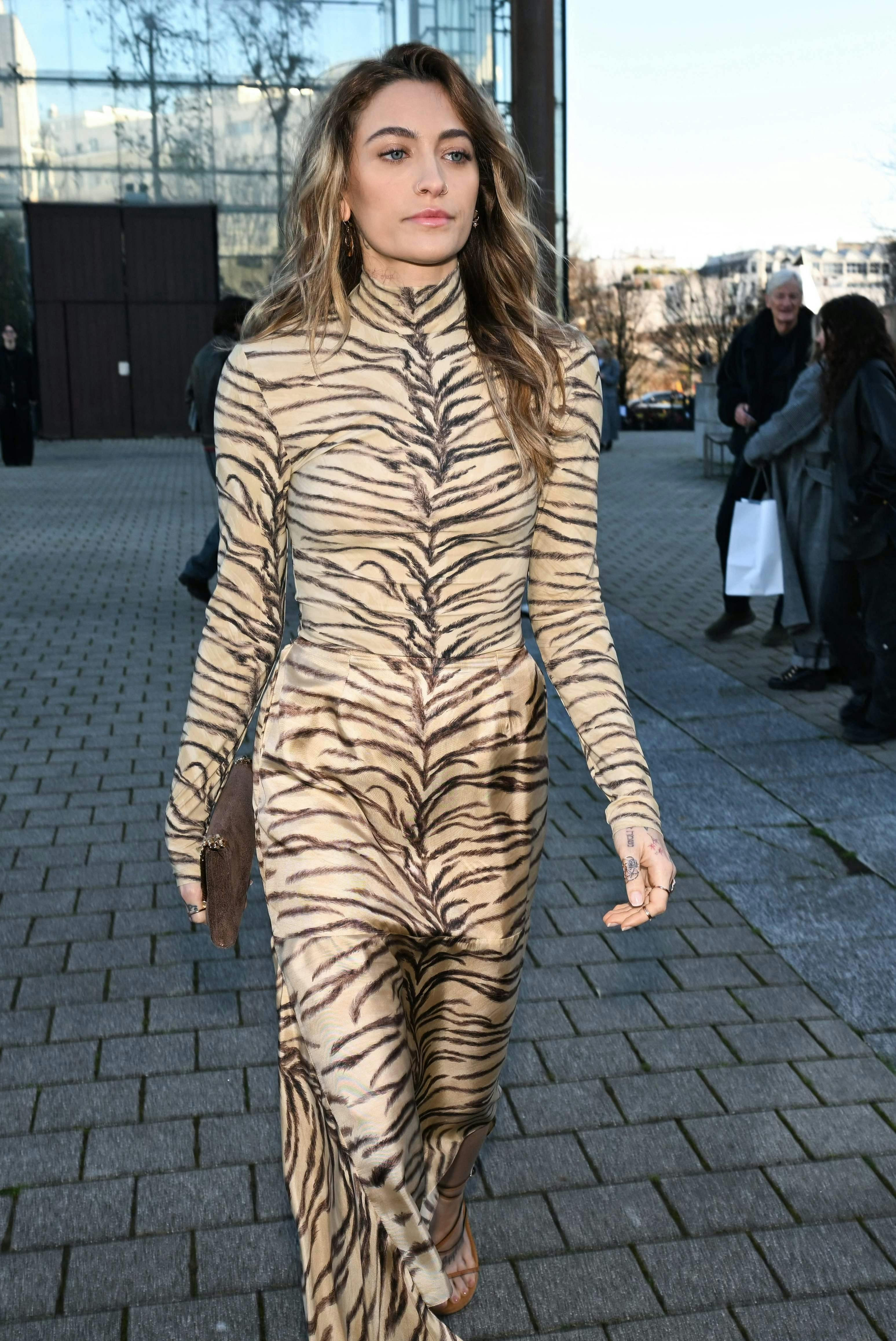 US model and actress Paris Jackson arrives for the presentation of creations by Stella McCartney for the Women Ready-to-wear Fall-Winter 2024/2025 collection as part of the Paris Fashion Week, in Paris on March 4, 2024. (Photo by MIGUEL MEDINA / AFP)