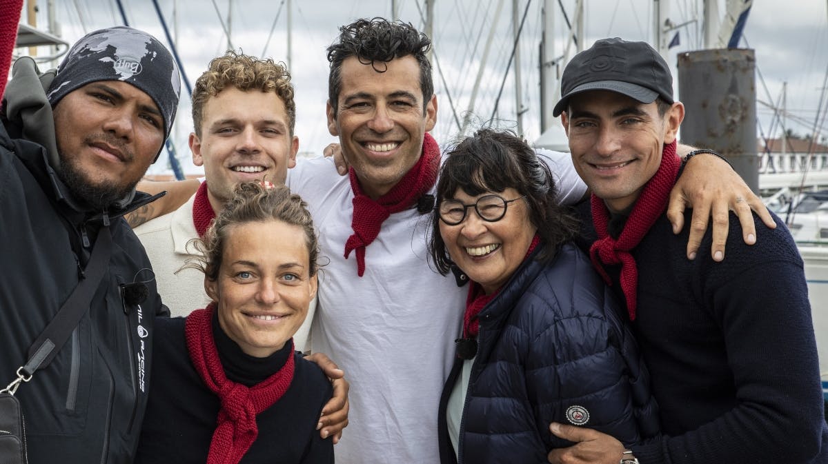 Fra venstre: Branco, Rasmus Brohave, Sarah Grünewald, Nikolaos Strangas, Rosa Kildahl og Jonathan Harboe.  