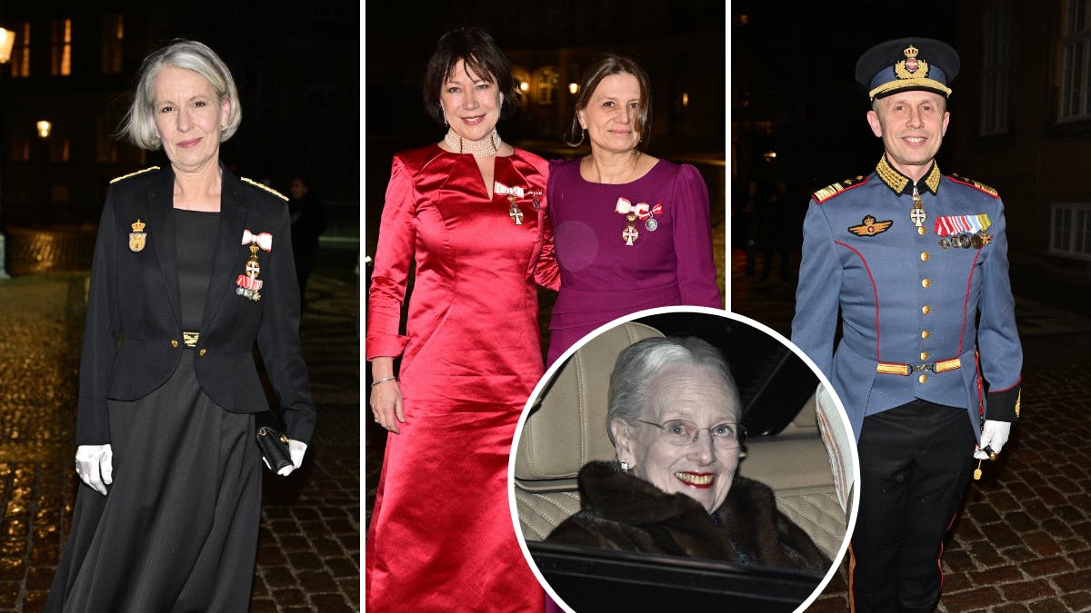 Dronning Margrethe og gæster til Hæderstegnsmiddagen.