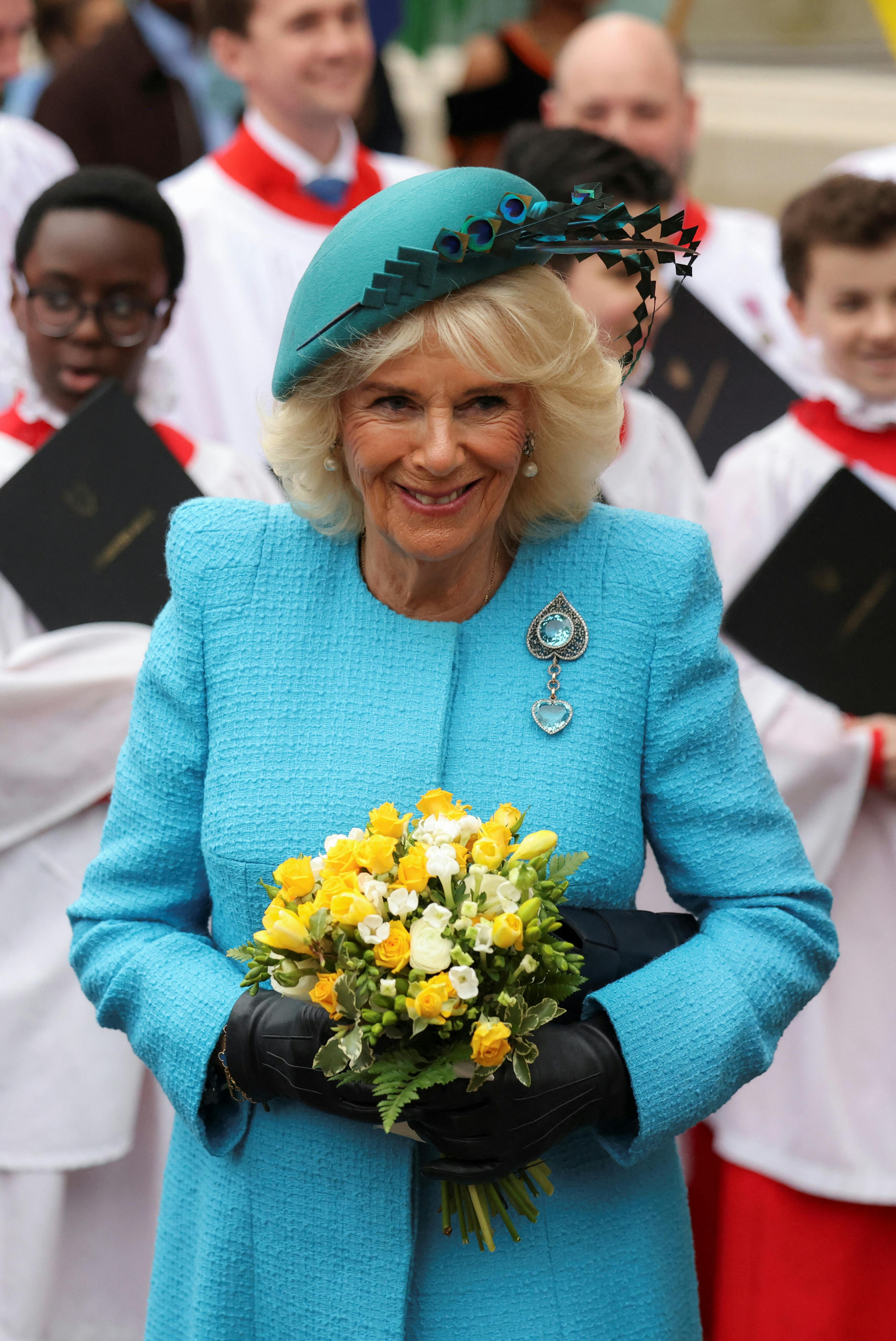 Britain's Queen Camilla walks after attending the annual Commonwealth Day service at Westminster Abbey in London, Britain, March 11, 2024. REUTERS/Hollie Adams