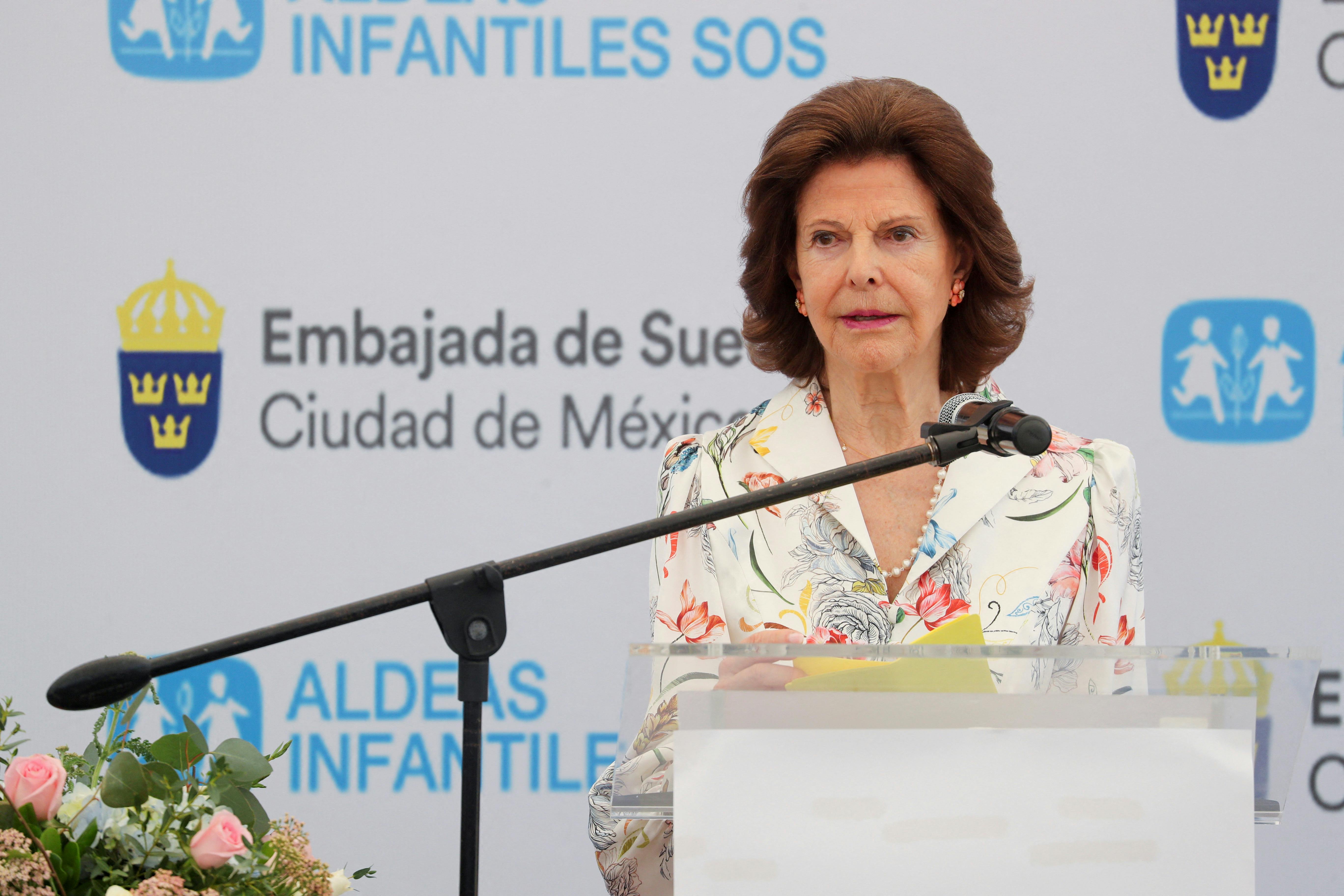 Sweden's Queen Silvia looks on during an event of the NGO Aldeas Infantiles SOS, in Mexico City, Mexico March 13, 2024. REUTERS/Raquel Cunha