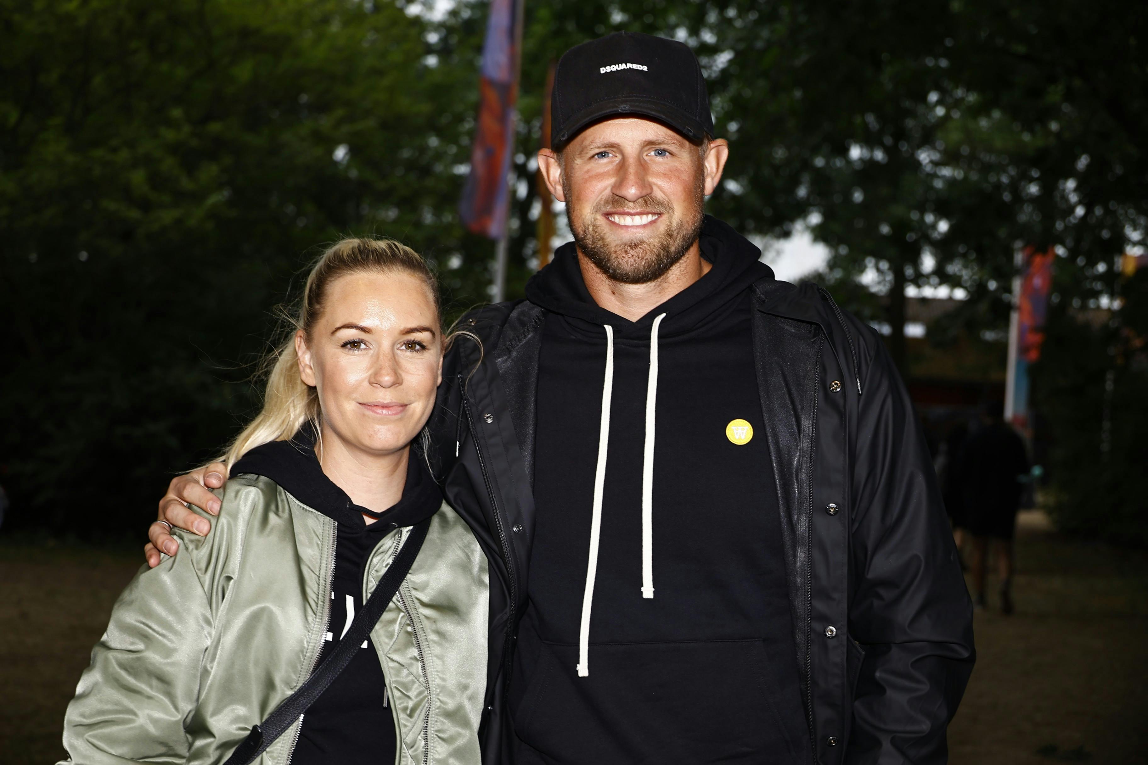 Kasper Schmeichel med sin hustru Stine