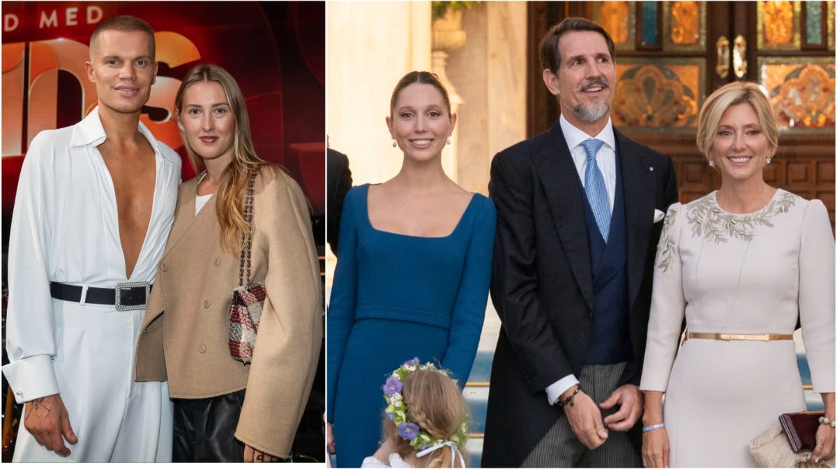 Søren og Nikoline Le Schmidt, prinsesse Maria-Olympia, kronprins Pavlos og kronprinsesse Marie-Chantal.&nbsp;