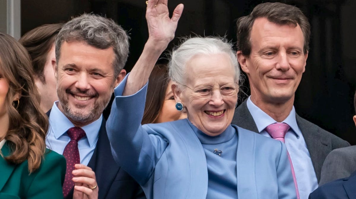 Kong Frederik, dronning Margrethe og prins Joachim