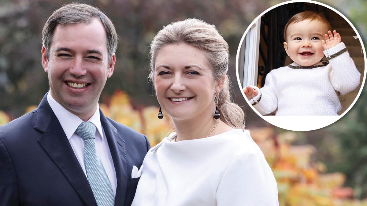 Arvestorhertug Guillaume og arvestorhertuginde Stephanie. Indsat: Lille prins François .