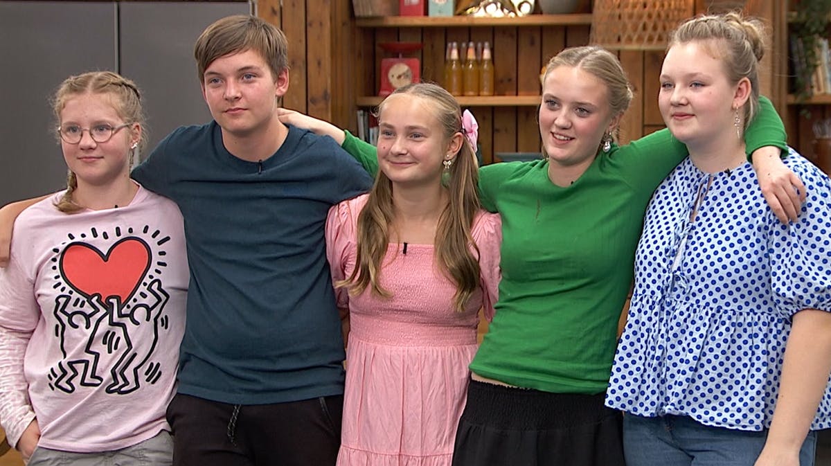Eva, Gustav, Wilma, Johanne og Natasha. 