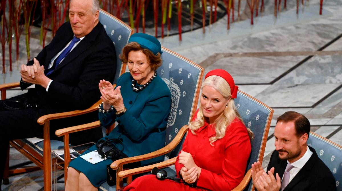 Kong Harald, dronning Sonja, kronprinsesse Mette-Marit og kronprins Haakon