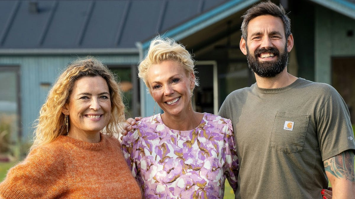 Dommer Camilla Kjems, vært Lene Beier og dommer Patrick Bentsen.