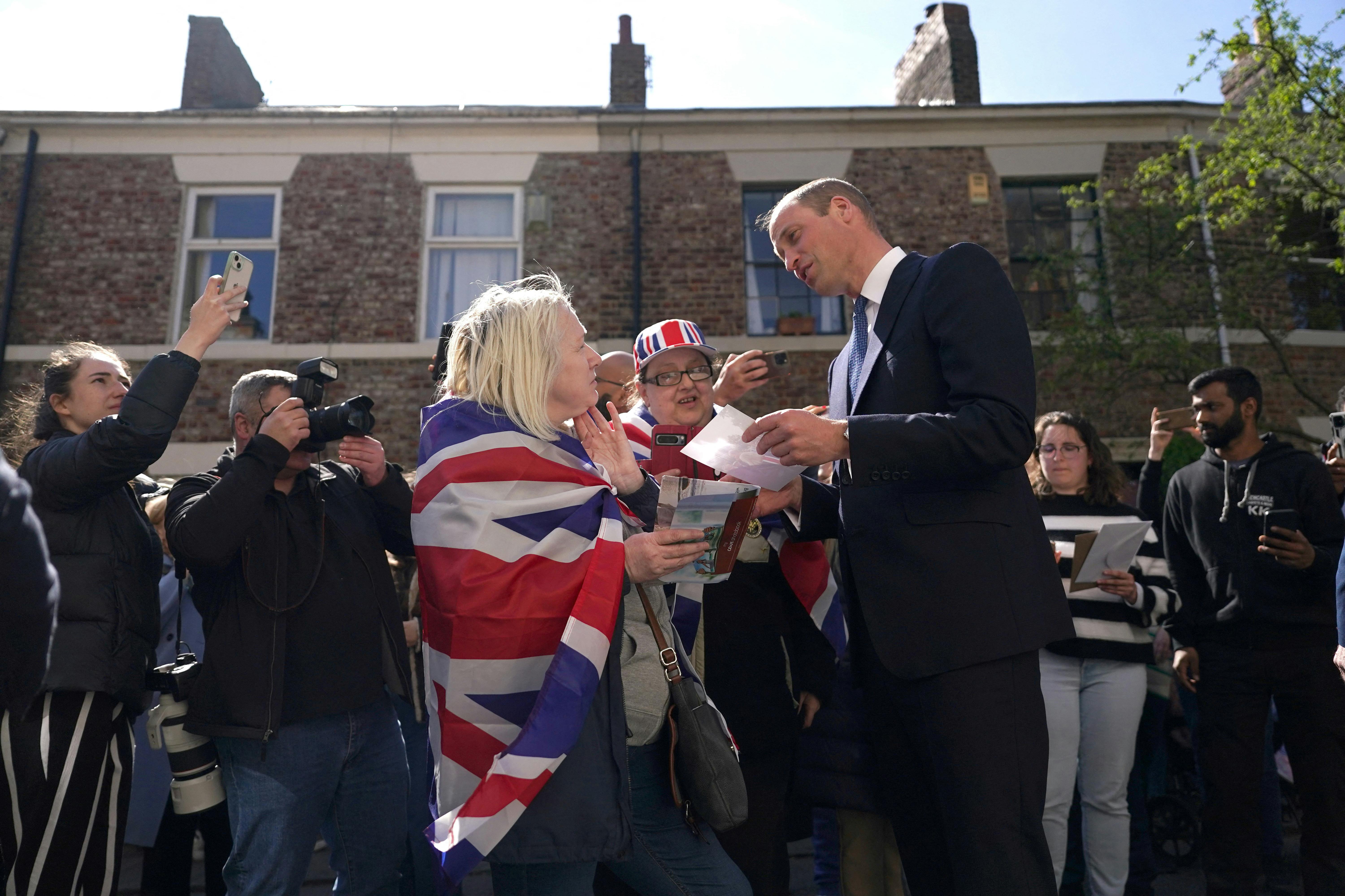 Prince William, Prince of Wales speaks to the public as he visits James' Place Newcastle in Newcastle upon Tyne, Britain, April 30, 2024. Ian Forsyth/Pool via REUTERS