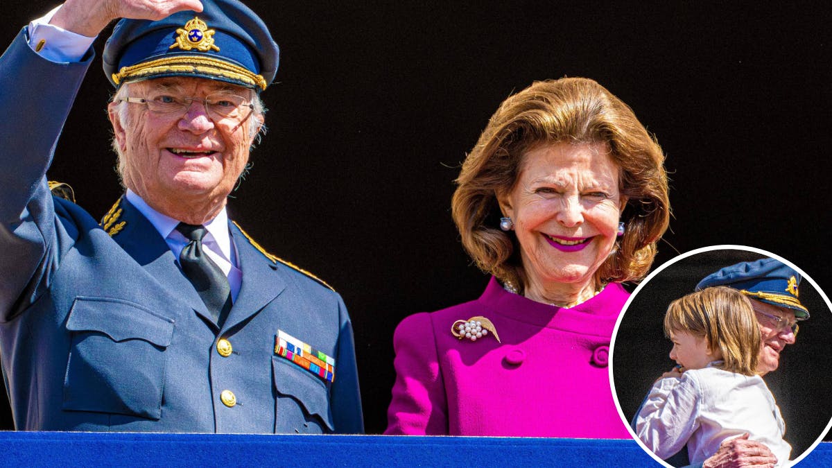 Kong Carl Gustaf og dronning Silvia. Indsat foto: Kongen med prins Gabriel.&nbsp;