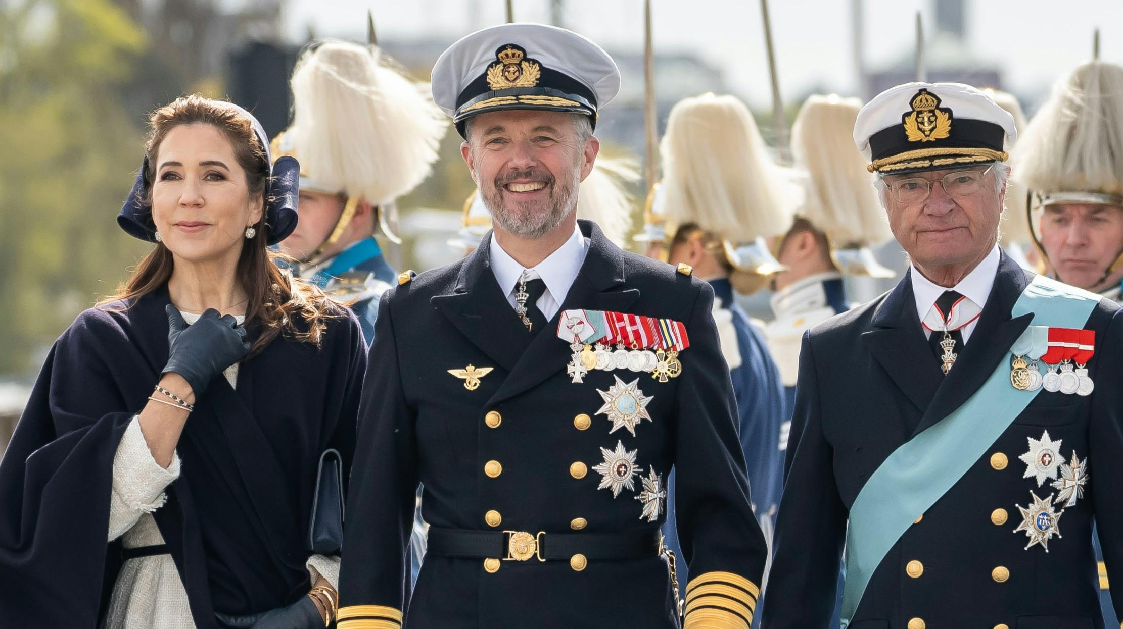 Dronning Mary, kong Frederik og kong Carl Gustaf.