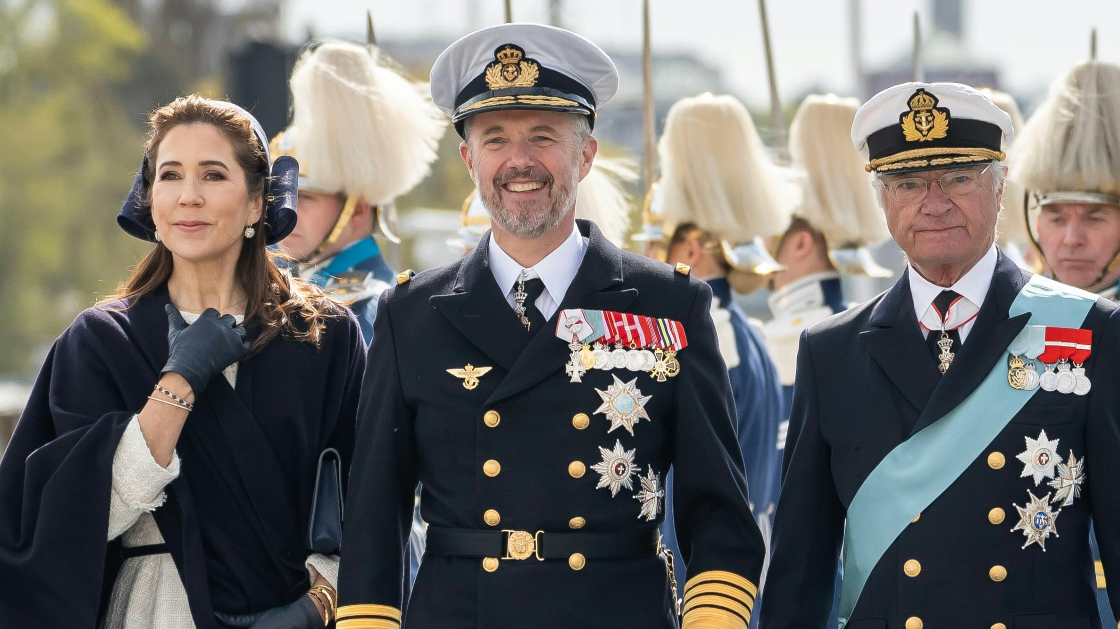 Dronning Mary, kong Frederik og kong Carl Gustaf.