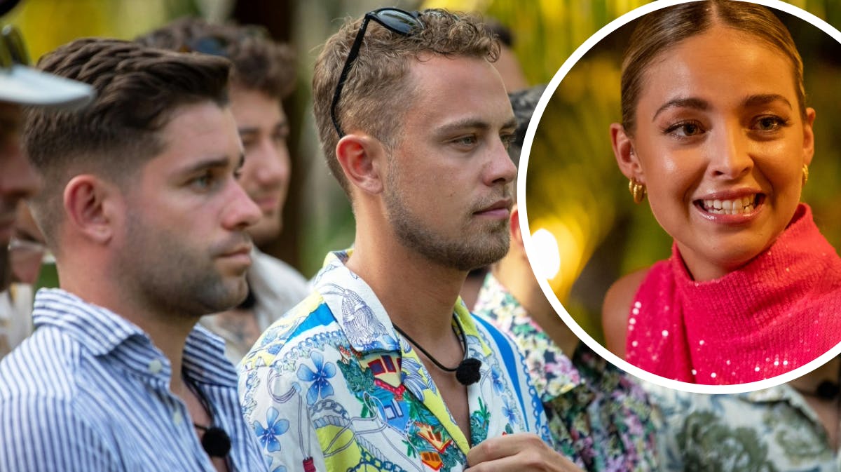 Julie Kriegler og to af bejlerne fra den nye sæson af "Bachelorette". 