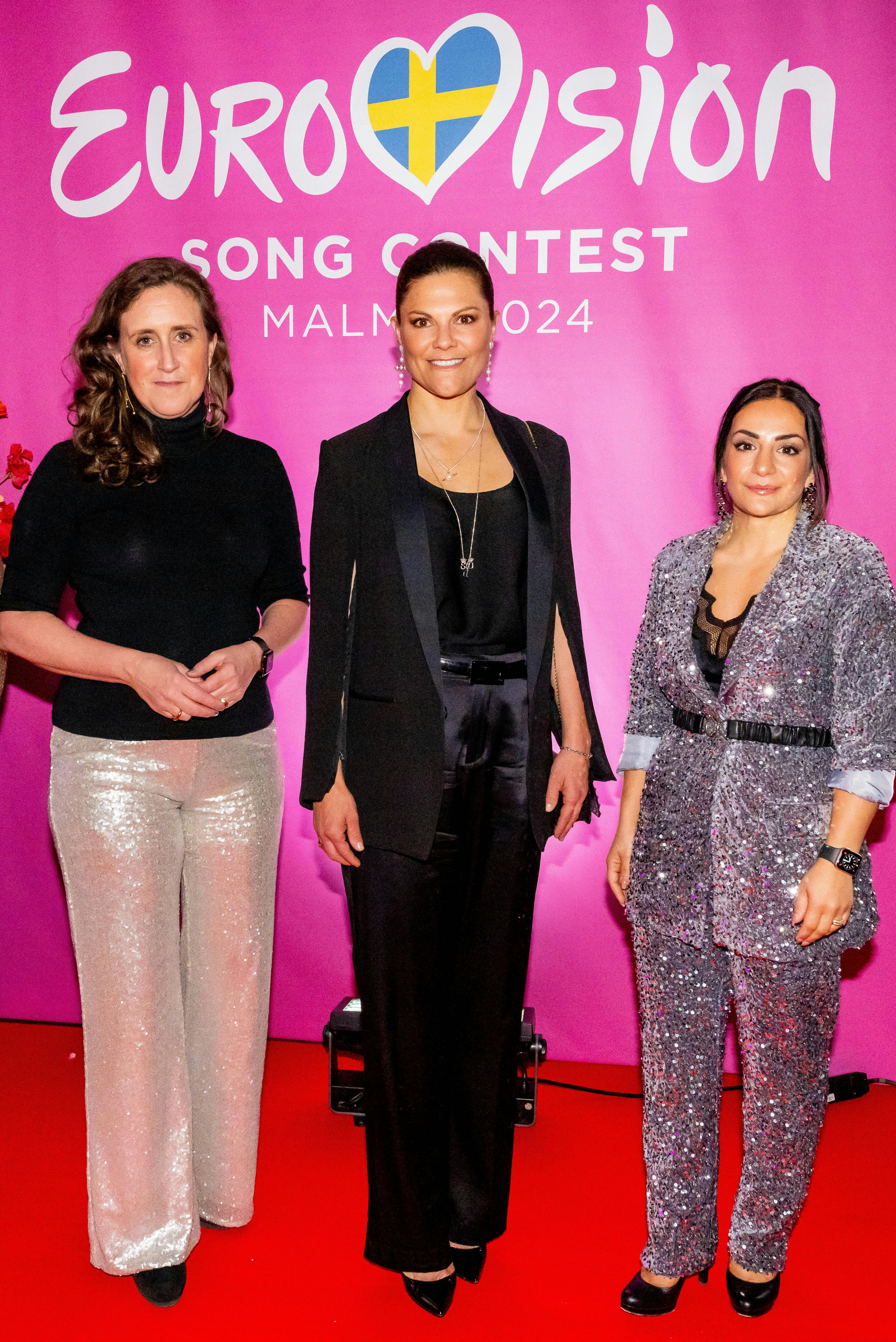 Hanna Stjärne, Parisa Liljestrand, Crown Princess Victoria, Final of the Eurovision Song Contest (ESC) at the Malmö Arena in Malmö, Sweden, 11 May 2024. ( DANA-No: 02518784 )