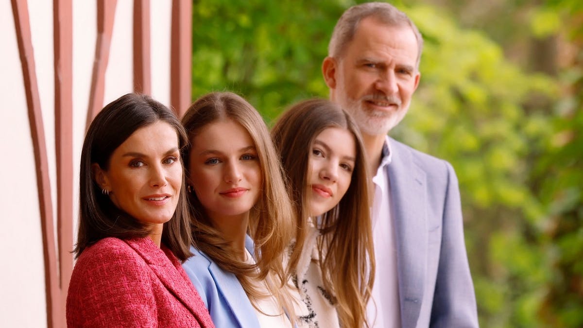 Dronning Letizia, prinsesse Leonor, prinsesse Sofia og kong Felipe