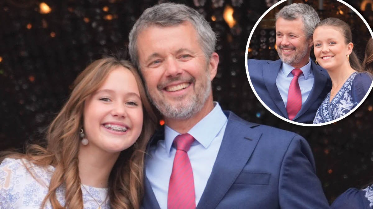 Kong Frederik med sine døtre til 56-års fejringen.