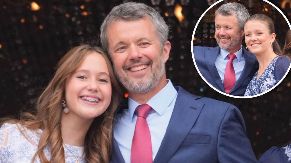 Kong Frederik med sine døtre til 56-års fejringen.