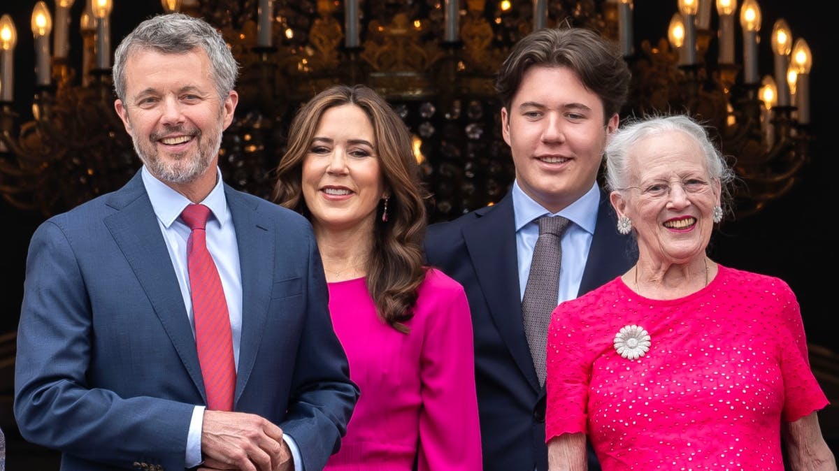 Kong Frederik, dronning Mary, kronprins Christian og dronning Margrethe.&nbsp;