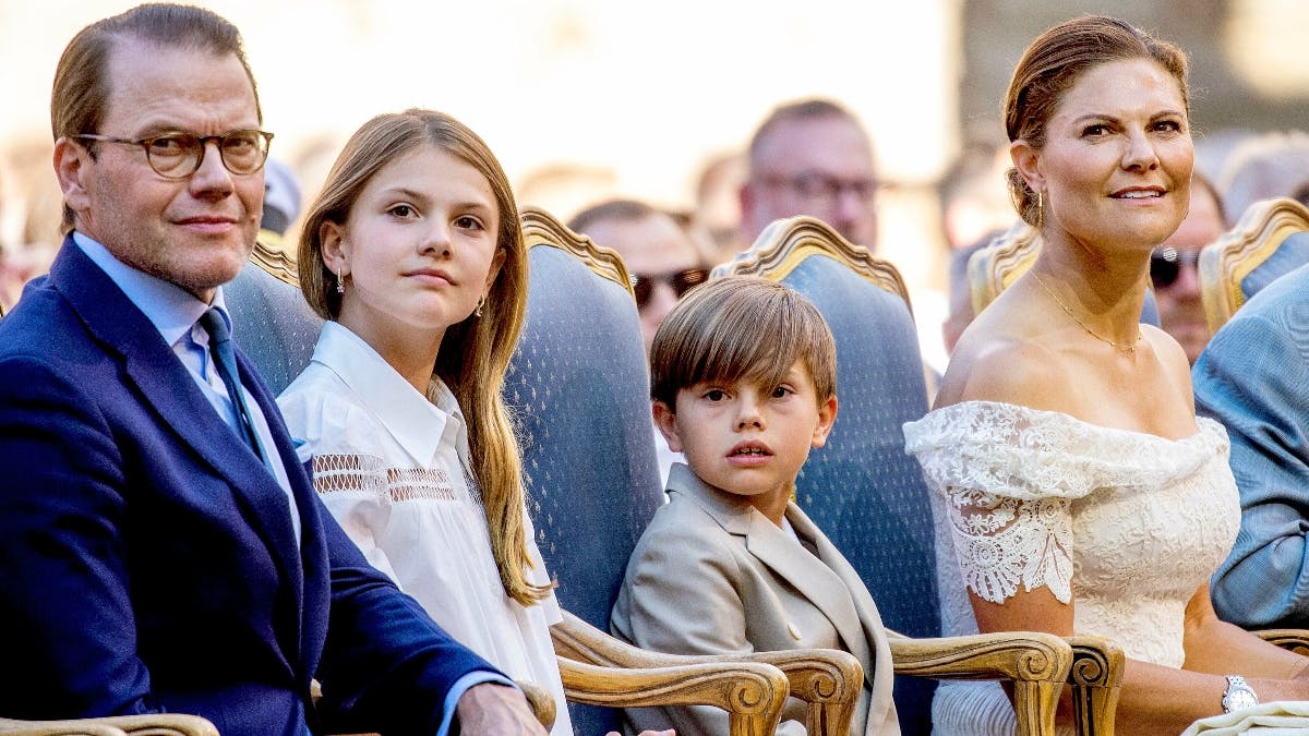 Prins Daniel, prinsesse Estelle, prins Oscar og kronprinsesse Victoria.&nbsp;