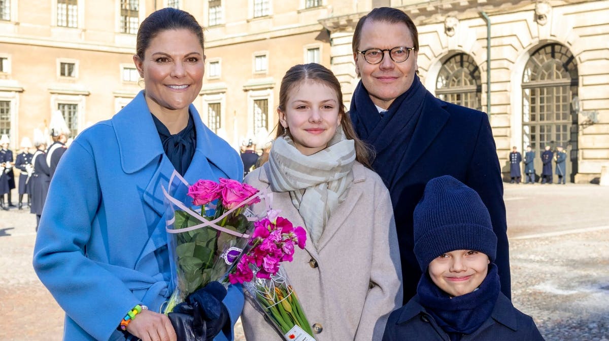 Kronprinsesse Victoria, prinsesse Estelle, prins Daniel og prins Oscar. 