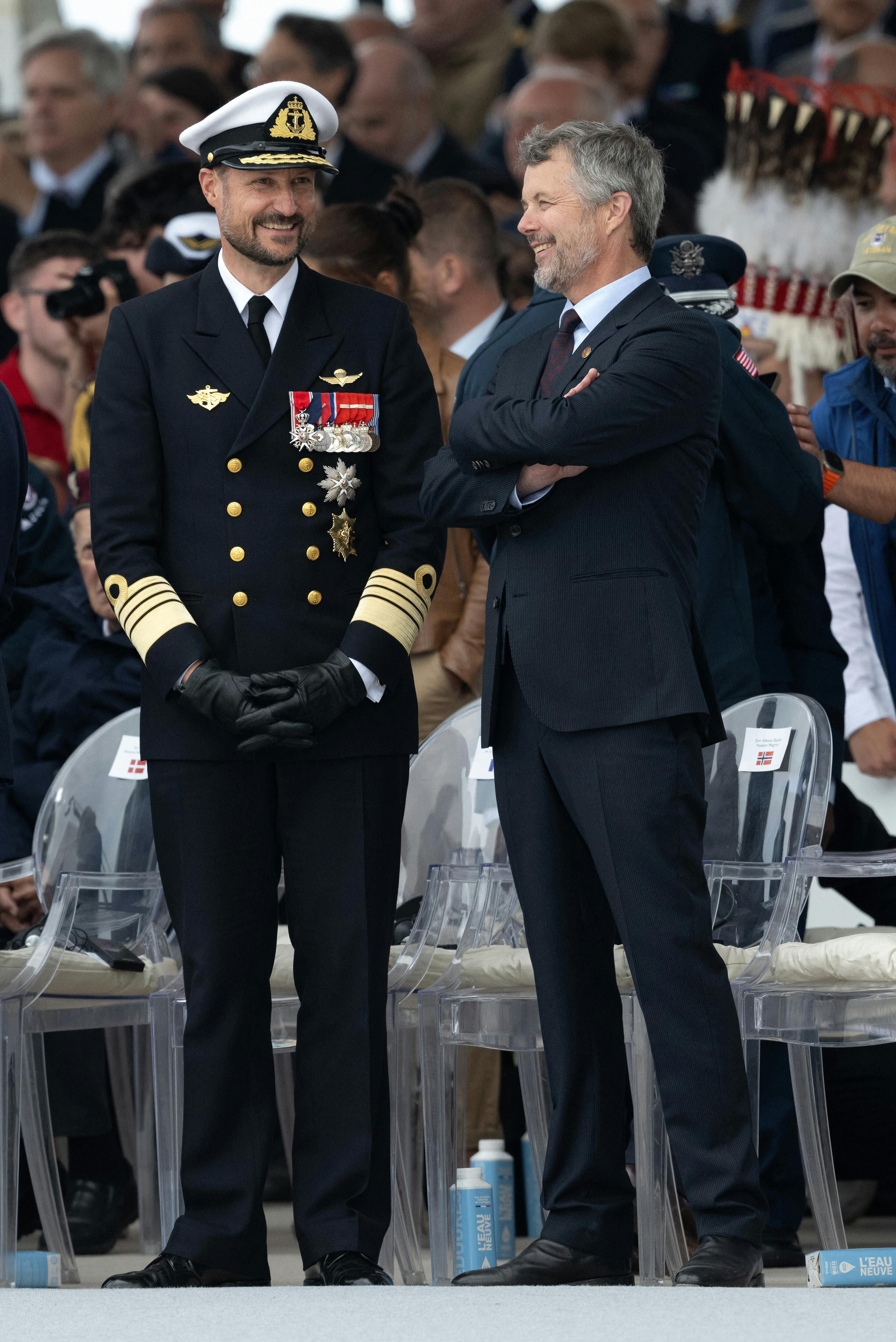 Crown Prince Haakon-Magnus of Norway and Denmark's King Frederik attend the D-Day Anniversary International Ceremony at Omaha Beach, Normandy, France on June 6, 2024, as part of 80th anniversary of 'D-Day'. Photo by David NIVIERE.