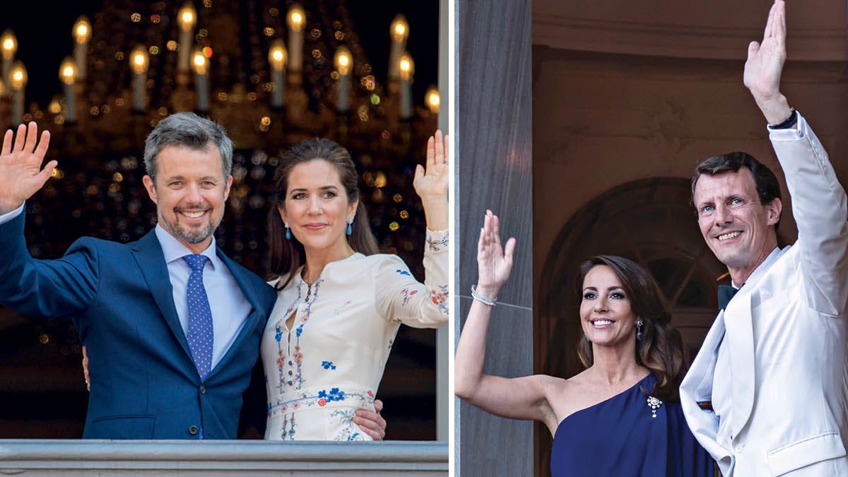 Kong Frederik og dronning Mary samt prinsesse Marie og prins Joachim.&nbsp;