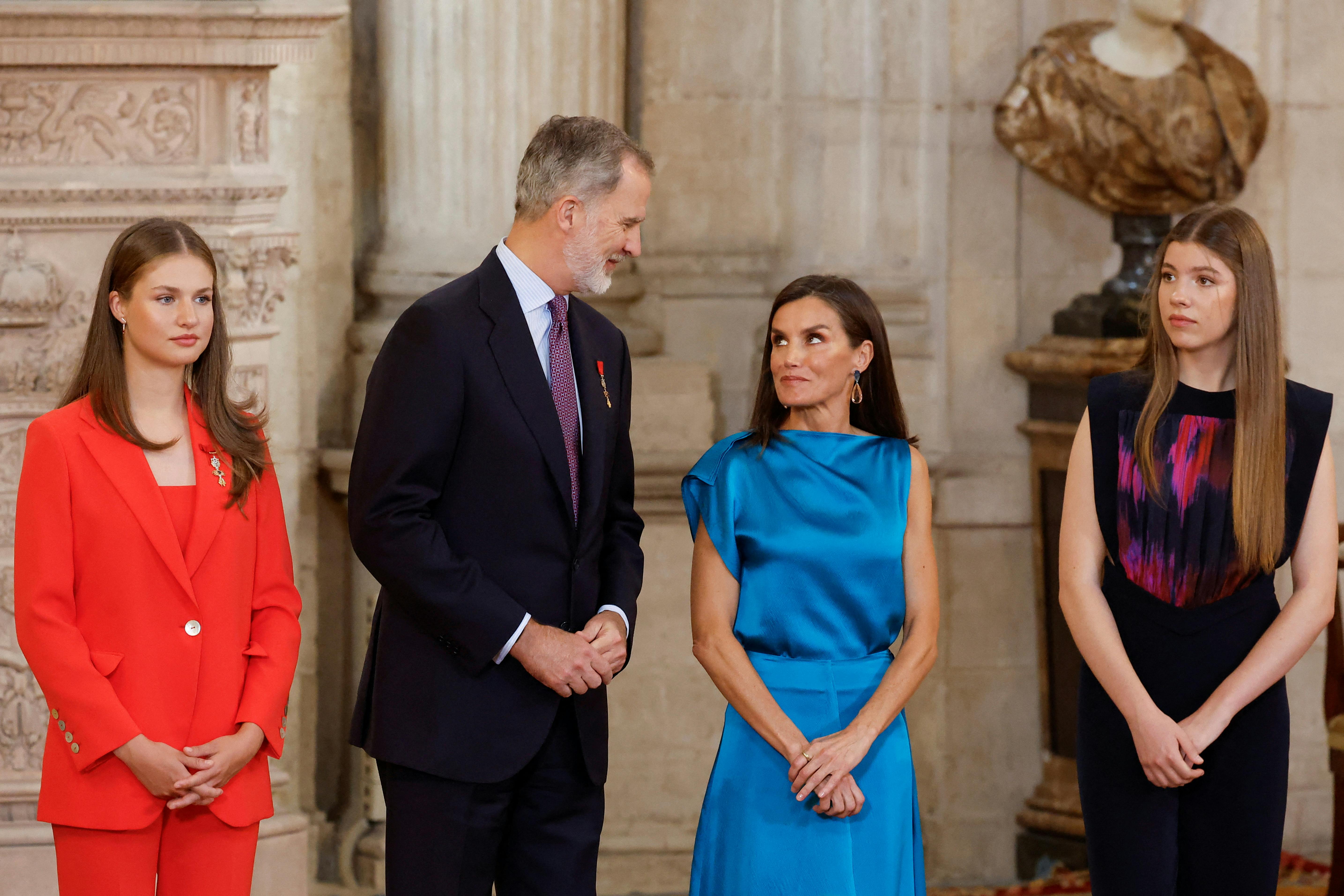 Prinsesse Leonor, kong Felipe, dronning Letizia og prinsesse Sofia.&nbsp;