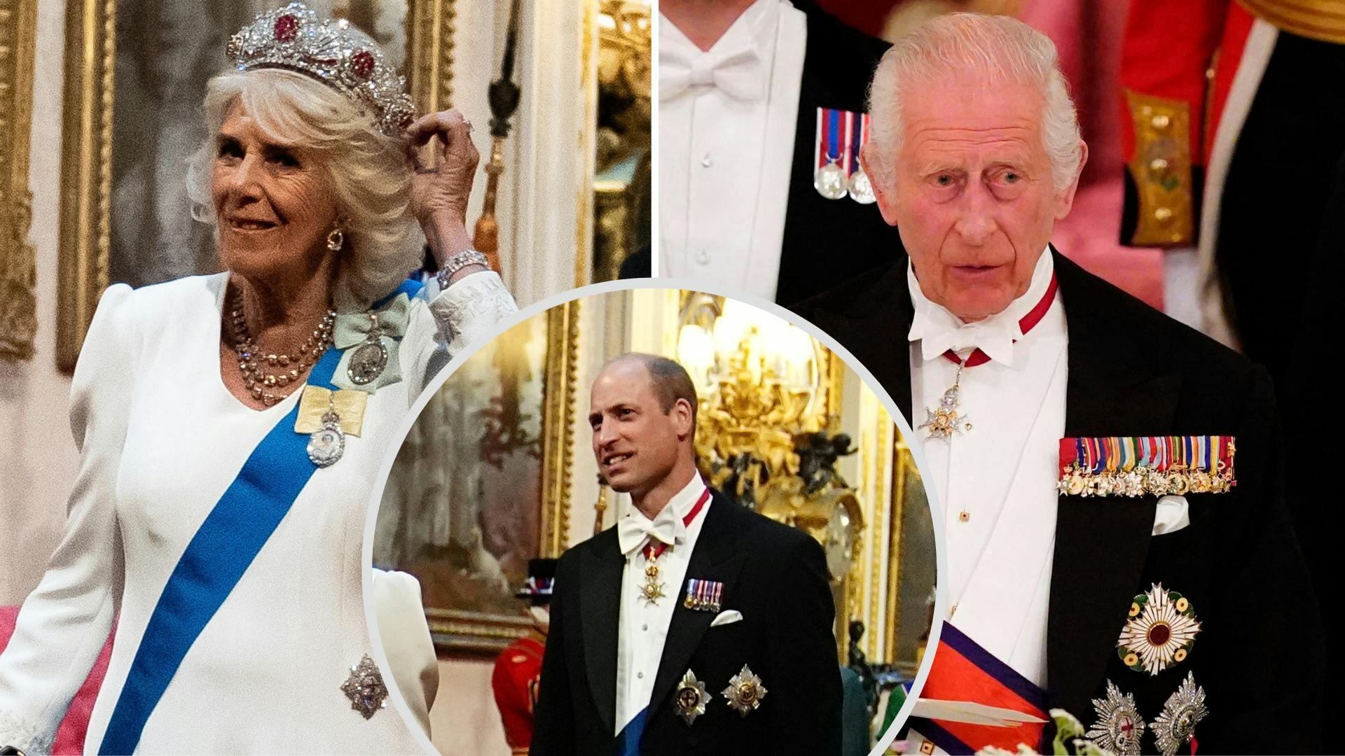 Dronning Camilla, prins William og kong Charles.&nbsp;