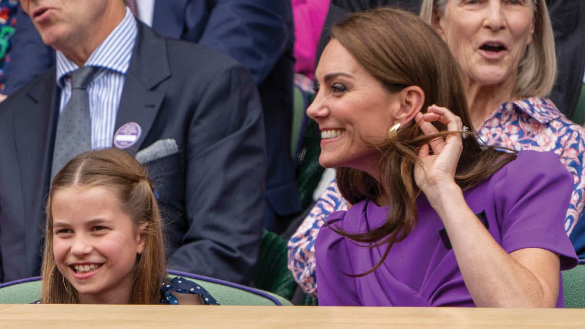 Prinsesse Charlotte og mor prinsesse Catherine til Wimbledonfinalen mellem Novak Djokovic og Carlos Alcaraz 14. juli 2024.&nbsp;