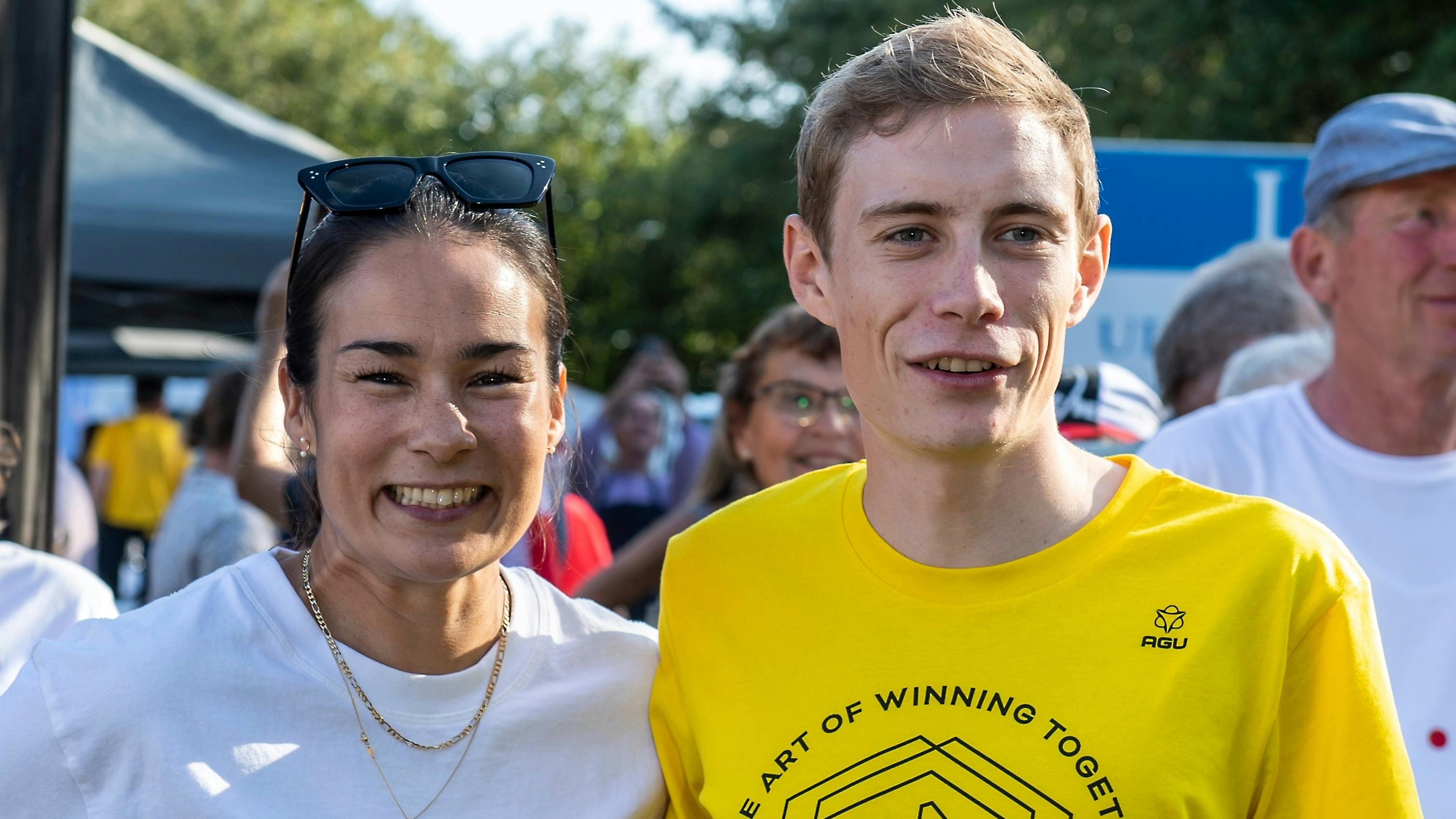 Jonas Vingegaard og hustruen Trine. 