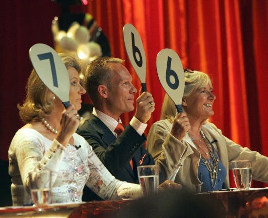 Anne Laxholm, Jens Werner og Britt Bendixen ved dommerpanelet i 2005.