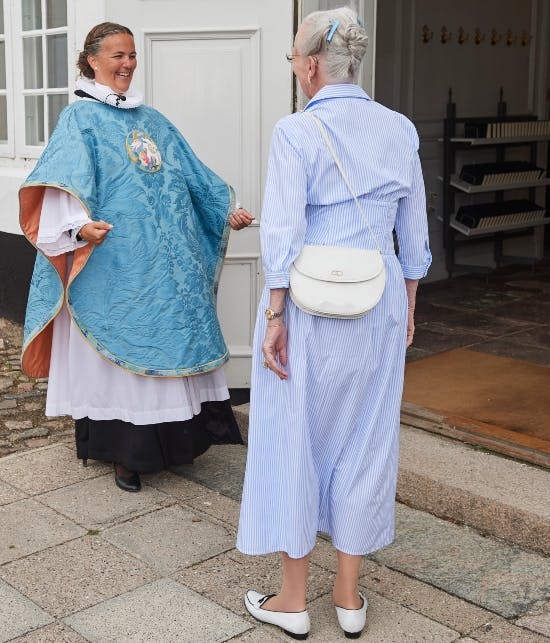 Sognepræst Hanne Beierholm Christensen og dronning Margrethe