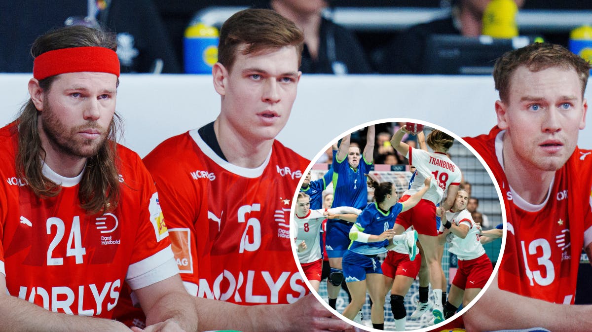 Arkivfoto: Mikkel Hansen, Lukas Jørgensen og Simon Pytlick. Indsat foto: Kvindelandsholdet mod Slovenien. 