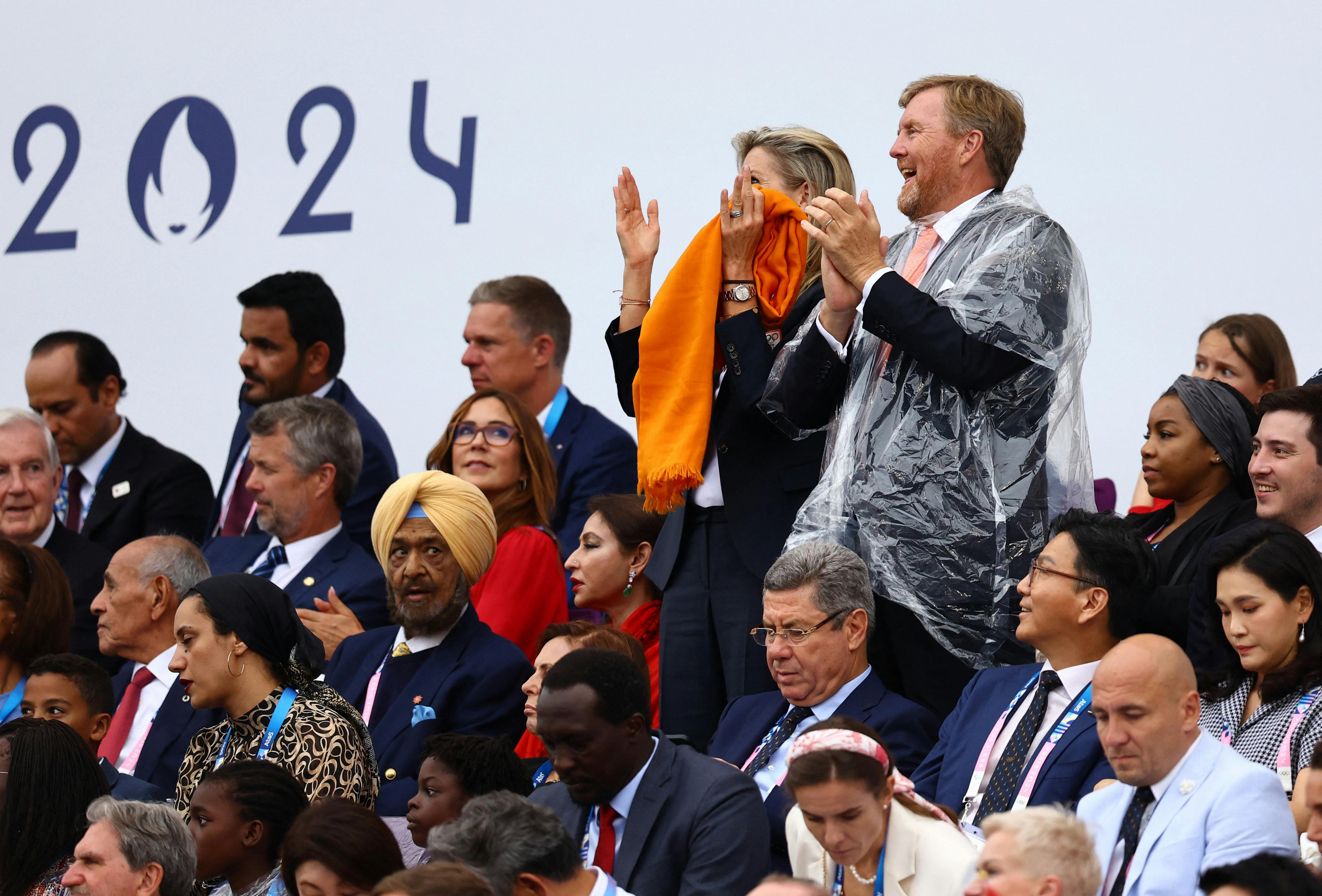 Paris 2024 Olympics - Opening Ceremony - Paris, France - July 26, 2024. Dutch King Willem-Alexander and Queen Maxima are seen at the opening ceremony REUTERS/Kai Pfaffenbach