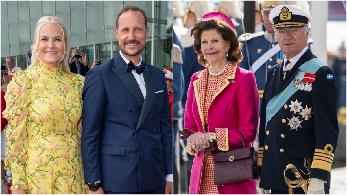 Kronprinsesse Mette-Marit, kronprins Haakon, dronning Silvia og kong Carl Gustaf